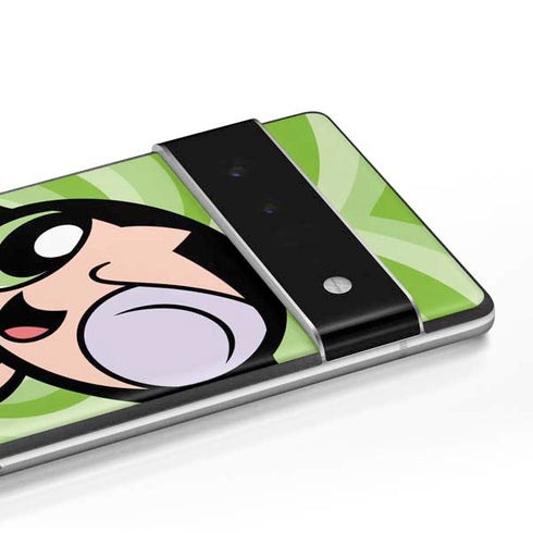 Cartoon Network Powerpuff Girls Buttercup Green Hearts Google Pixel 6 Skin